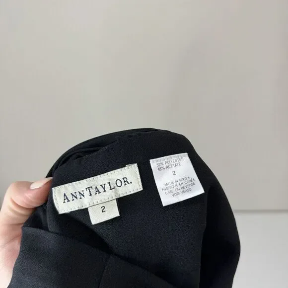 Vintage Ann Taylor Womens Dress 2 Black Midi Knot Y2K Cocktail Evening Formal - Picture 11 of 12
